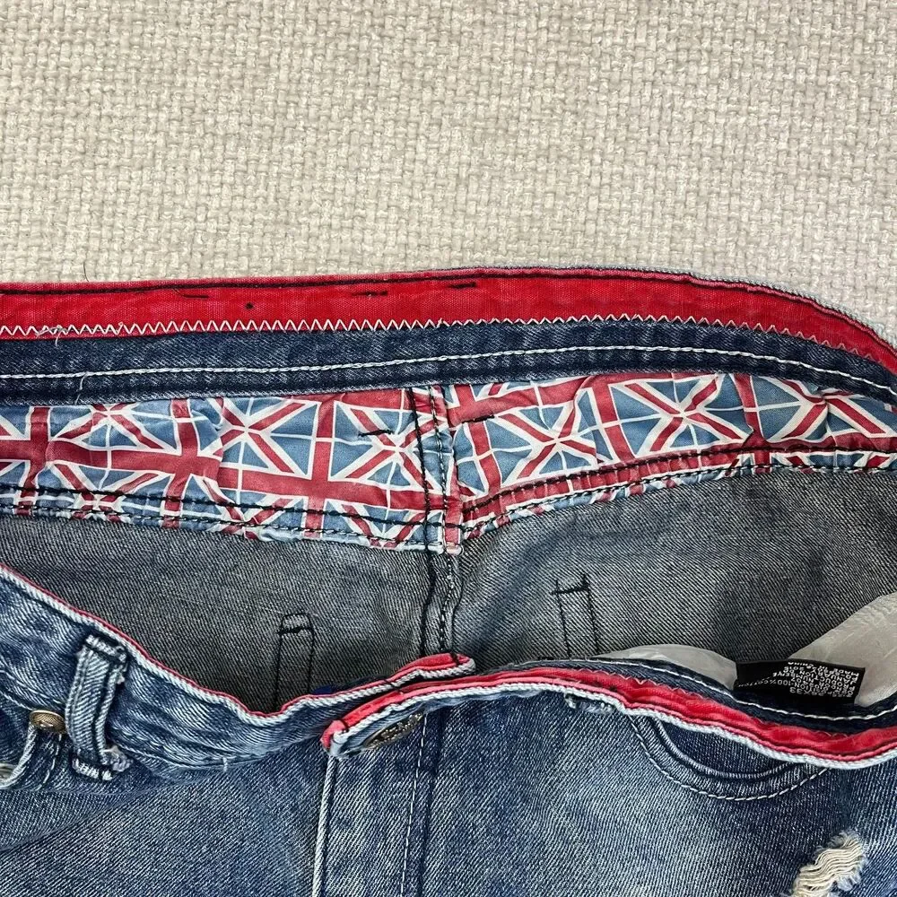 City Ink Jeans Men's 36x33 (Fits 36x32) Straight Leg Distressed Blue Denim